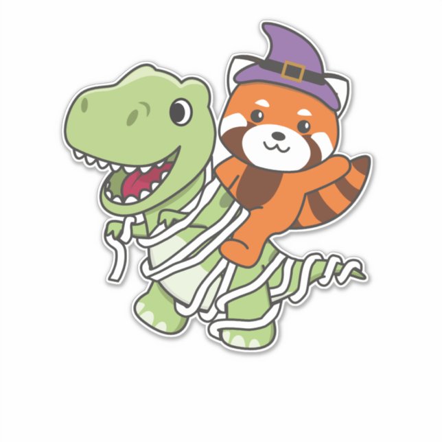 Sticker Red Panda Halloween Happy T-rex costume maman (Devant)