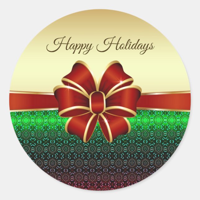 Sticker Red Ribbon Gold Holiday (Devant)