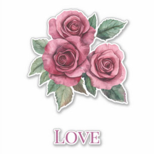 Sticker Red Roses Floral Love Mariage