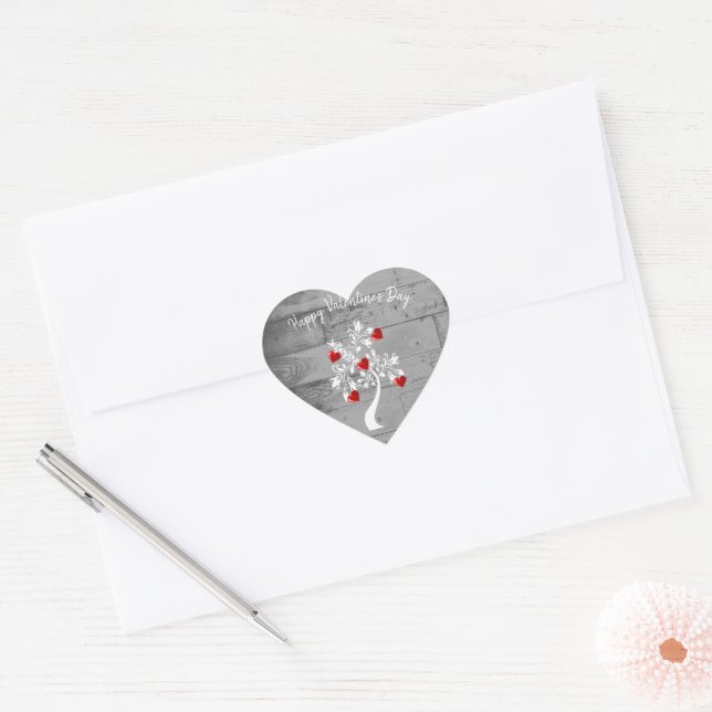 Sticker Red Valentine Hearts Tree (Enveloppe)