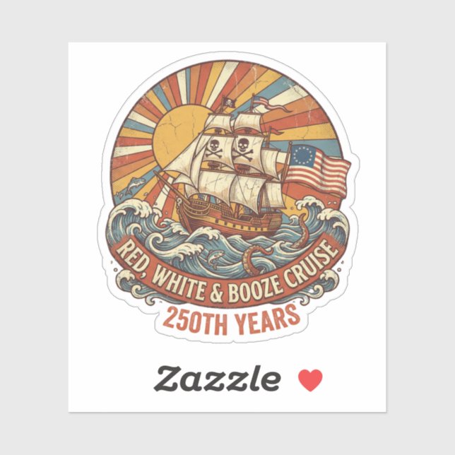 Sticker Red White & Booze Cruise 250th Years (Feuille)