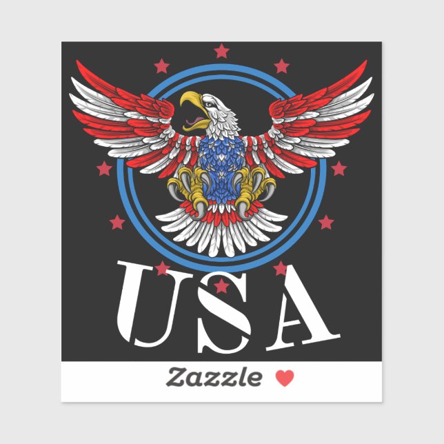 Sticker Red White et Blue Bald Eagle USA Patriotique (Feuille)