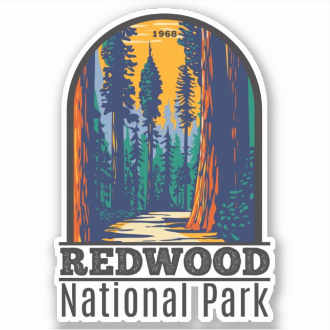 Sticker Redwood National Park Californie Vintage (Devant)