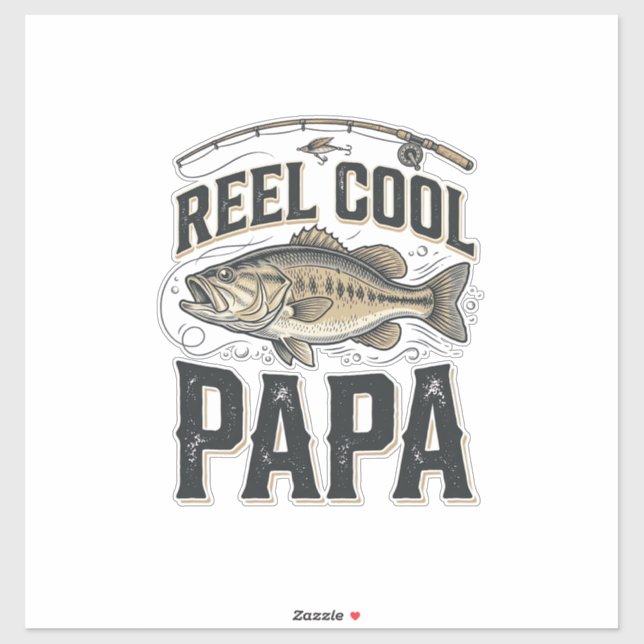 Sticker Reel Cool Papa Conception De Vecteur De Pêche Vint (Feuille)