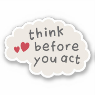 Sticker Réfléchissez avant d'agir texte sur le cerveau