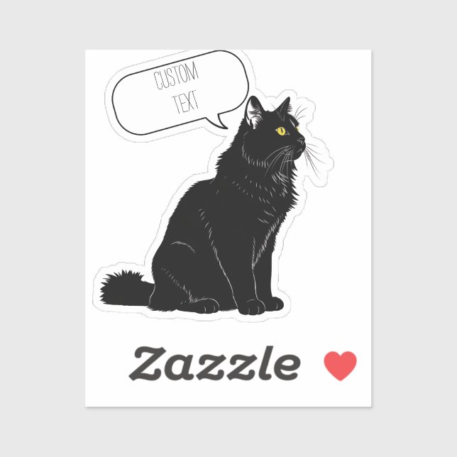 Sticker Regard lumineux : Chat noir Fluffy personnalisé (Feuille)