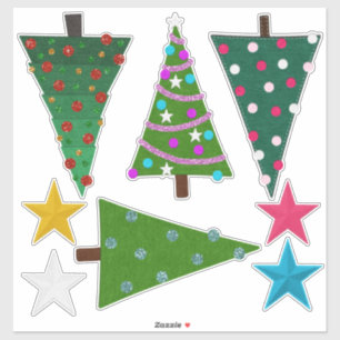 Sticker Regarder les arbres de Noël et les étoiles