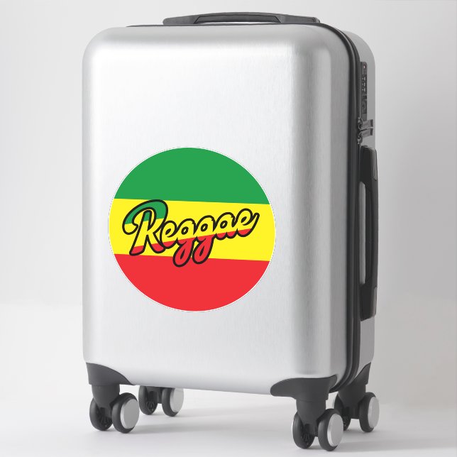 Sticker Reggae Musique avec couleurs du drapeau reggae (Sur valise)