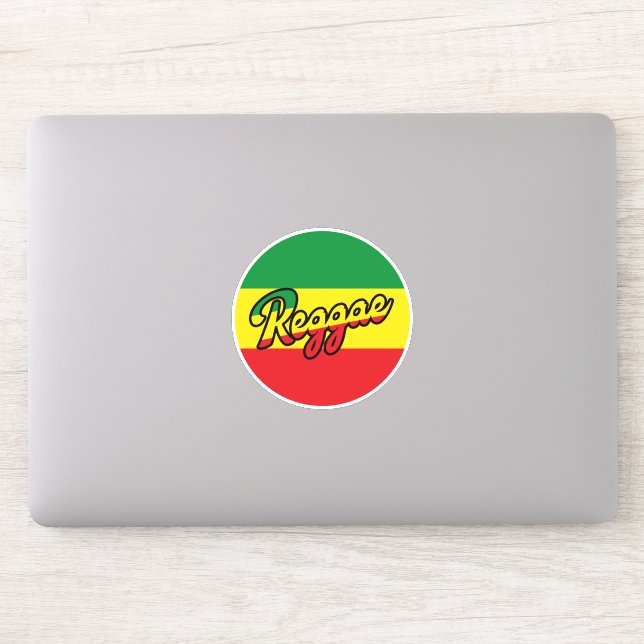 Sticker Reggae Musique avec couleurs du drapeau reggae (Ordinateur)
