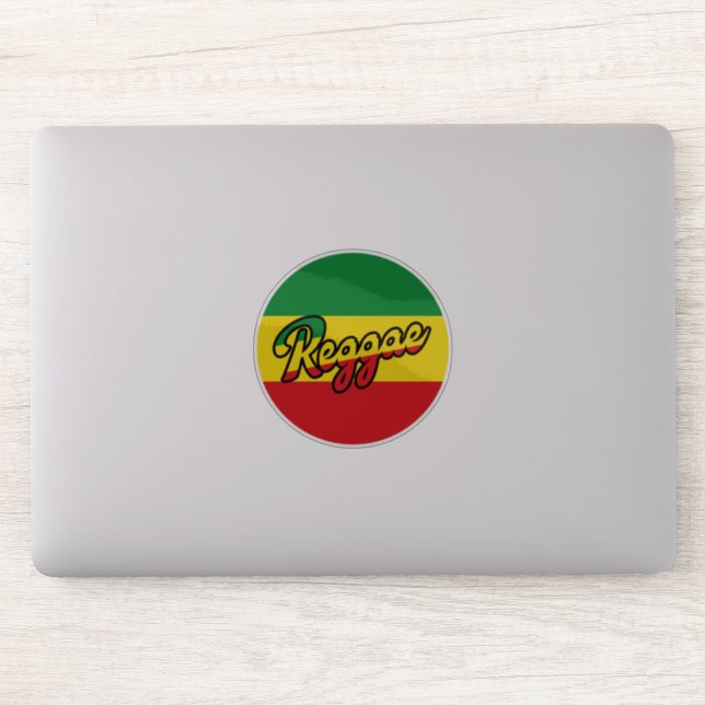 Sticker Reggae Musique avec couleurs du drapeau reggae (Ordinateur)