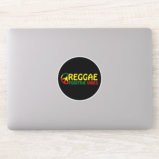 Sticker Reggae Musique avec des vibes positives et drapeau (Ordinateur)