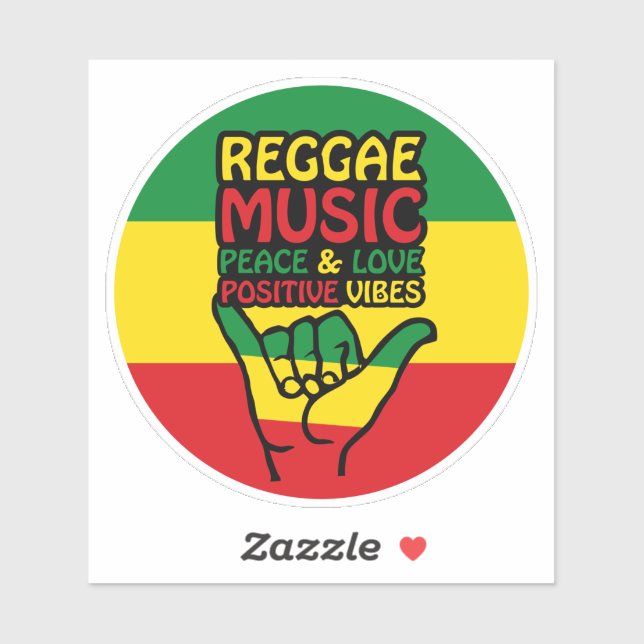 Sticker Reggae Shaka Main avec des citations positives (Feuille)