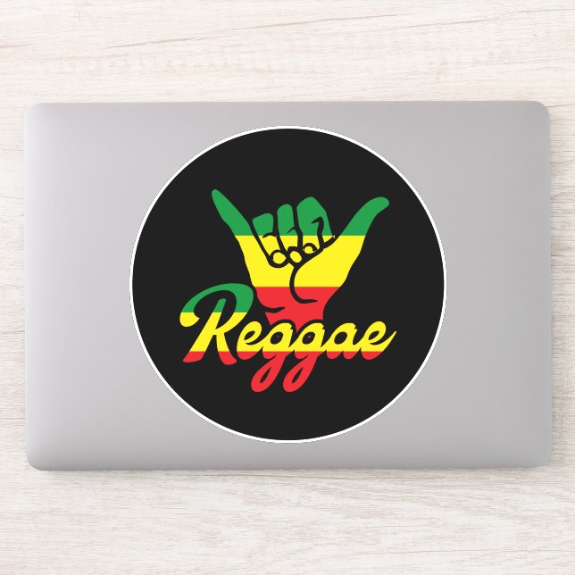 Sticker Reggae Shaka Mains aux couleurs reggae (Ordinateur)