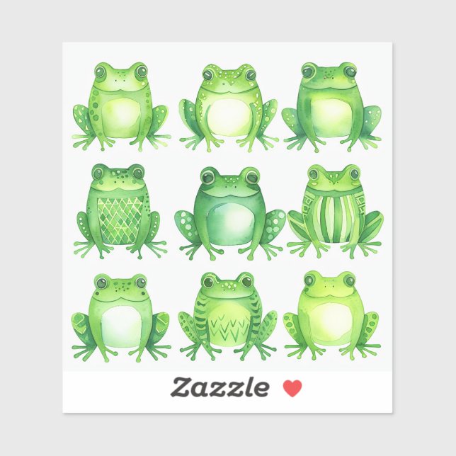 Sticker regroupement de grenouilles mignon (Feuille)