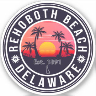 Sticker Rehoboth Beach Delaware Retro Sunset Souvenirs les