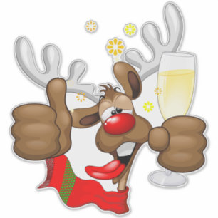 Sticker Reindeer Drunk Funny Caractère de Noël