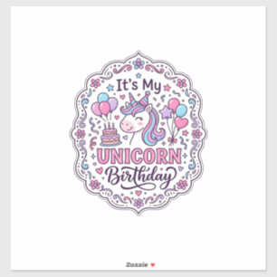 Sticker Reine d'anniversaire de Licorne de Terre de Licorn