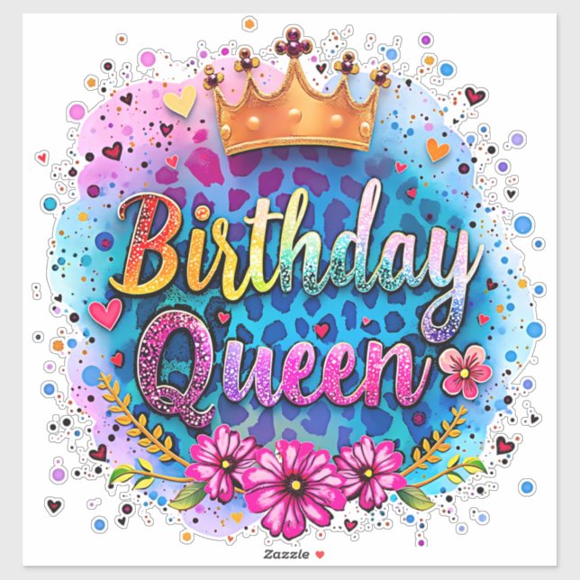 Sticker Reine d'anniversaire léopard pastel (Feuille)