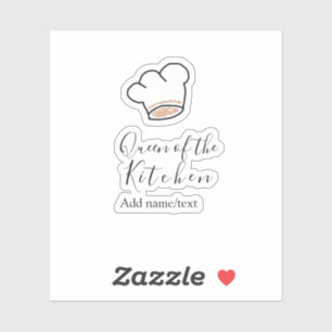Sticker Reine de la cuisine chef cuisinier ajouter nom cou