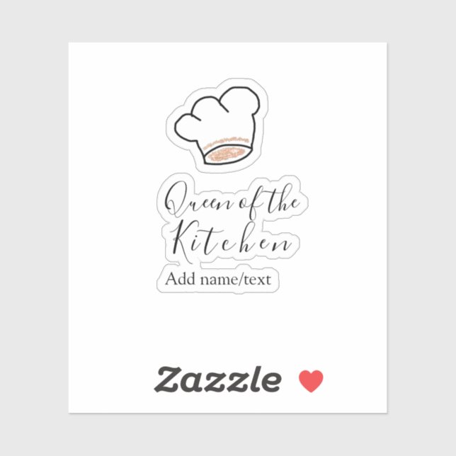 Sticker Reine de la cuisine chef cuisinier ajouter nom cou (Feuille)