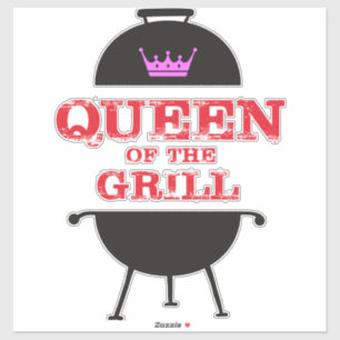 Sticker Reine Du Grill, Rouge Couronne Rose