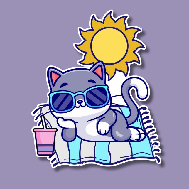 Sticker Relaxant Chat imperméable (Créateur téléchargé)