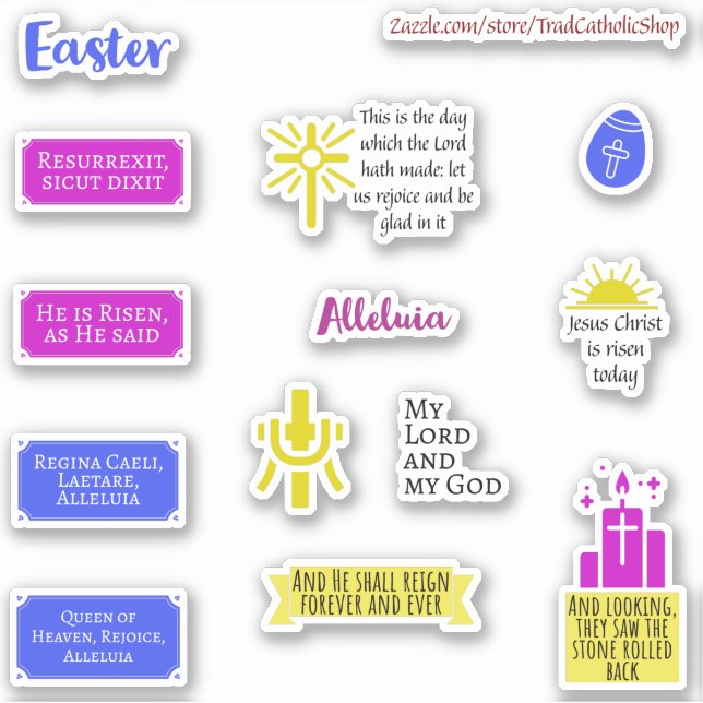 Sticker Religieux Catholique Pâques Colorée Masse Latine (Devant)