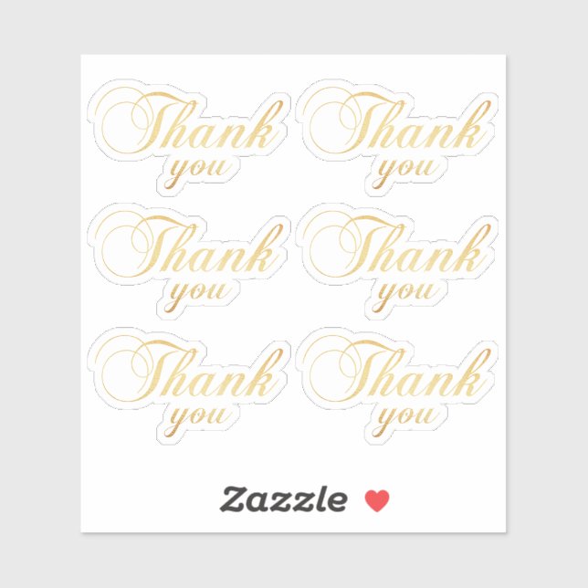 Sticker Remerciement classique or. Mariage typographie élé (Feuille)