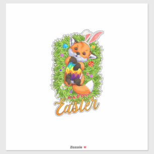 Sticker Ren mignon lapin oreilles lapin de Pâques heureux 