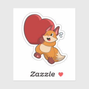 Sticker Renard à l'amour avec le coeur