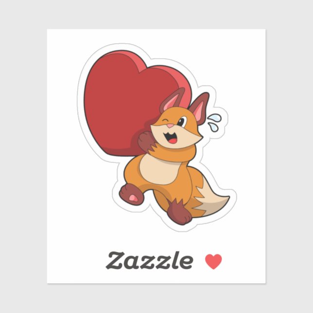 Sticker Renard à l'amour avec le coeur (Feuille)