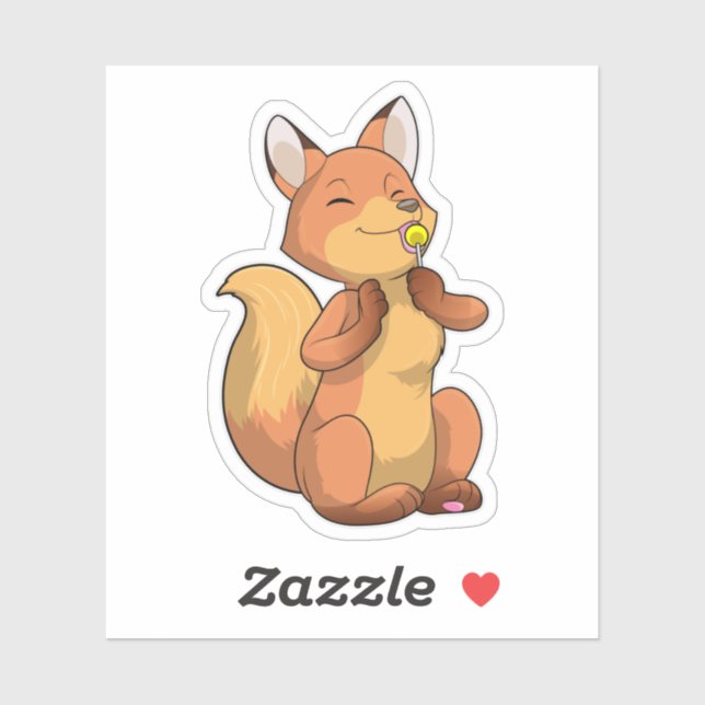 Sticker Renard avec Lollipop (Feuille)