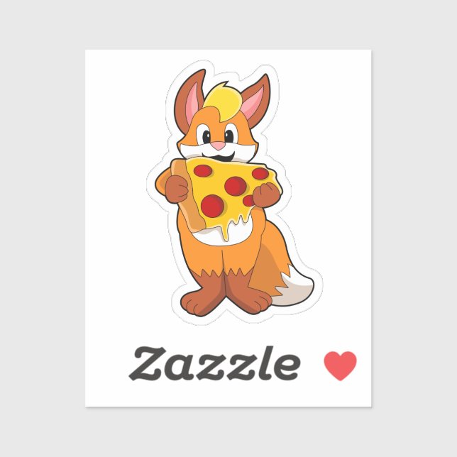 Sticker Renard avec pizza (Feuille)