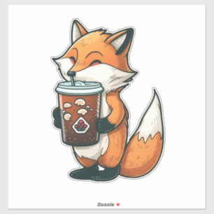 Sticker Renard avec une tasse