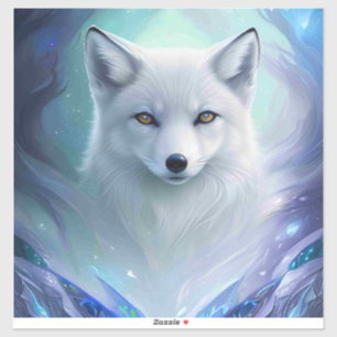 Sticker Renard blanc incroyable sur une terre gelée