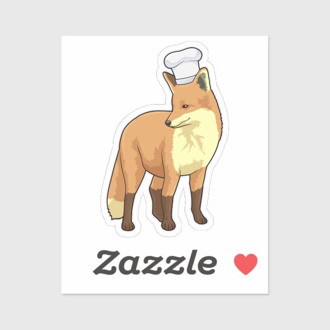 Sticker Renard cuisinier avec toque de chef (Feuille)