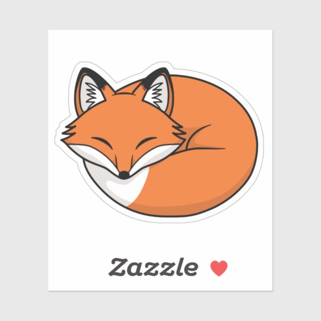 Sticker Renard de dessin animé endormi (Feuille)