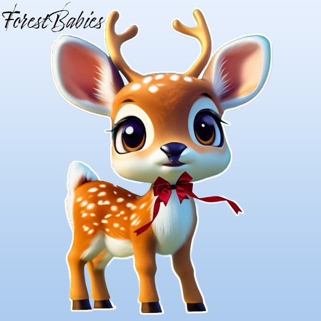 Sticker Renard de Noël avec Cravate de Bow rouge, Veau ave (Reindeer 🦌 🎄 Christmas Sticker)