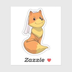 Sticker Renard en mariée avec Voile