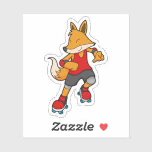 Sticker Renard en patinage avec roulettes