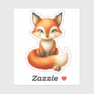 Sticker Renard mou avec maïs