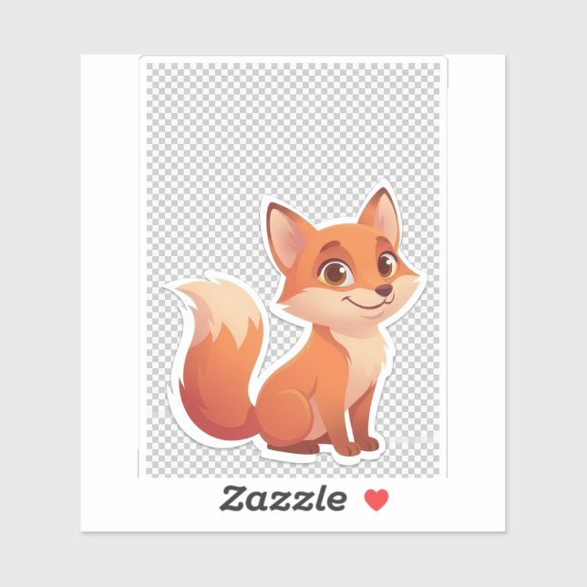 Sticker Renard orange de dessin animé mignon (Feuille)