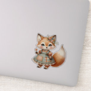 Sticker Renard pastel floral cottagecore fantaisiste