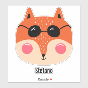 Sticker Renard rouge cool avec lunettes de soleil personna