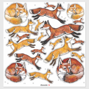 Sticker Renard rouge Orange renards Bois Nature Animal Vin