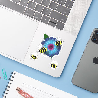 Sticker Rencontre des abeilles sur la Fleur Bleue