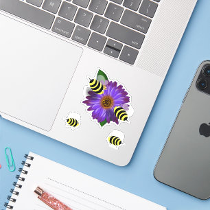Sticker Rencontre des abeilles sur la fleur de Puprle