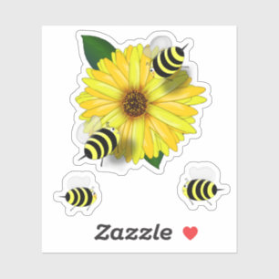 Sticker Rencontre des abeilles sur la Fleur Jaune