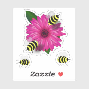 Sticker Rencontre des abeilles sur la Fleur Rose