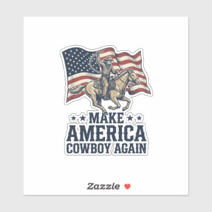Sticker Rendez à l'Amérique son Cowboy Patriote Chemise We